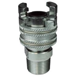 Trivalent Chrome Plated Steel Dual-Lock™ P-Series Thor Interchange Male Thread Coupler with Knurled Flanged Sleeve